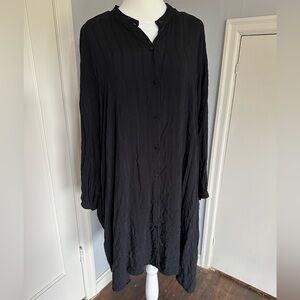 Zara black button down shirt tail dress in black small - medium